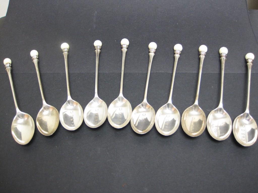 Appraisal: Ten George VI Golfing Spoons with golf ball finials Birmingham