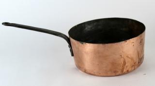 Appraisal: French copper saucepan French copper saucepan h x l x