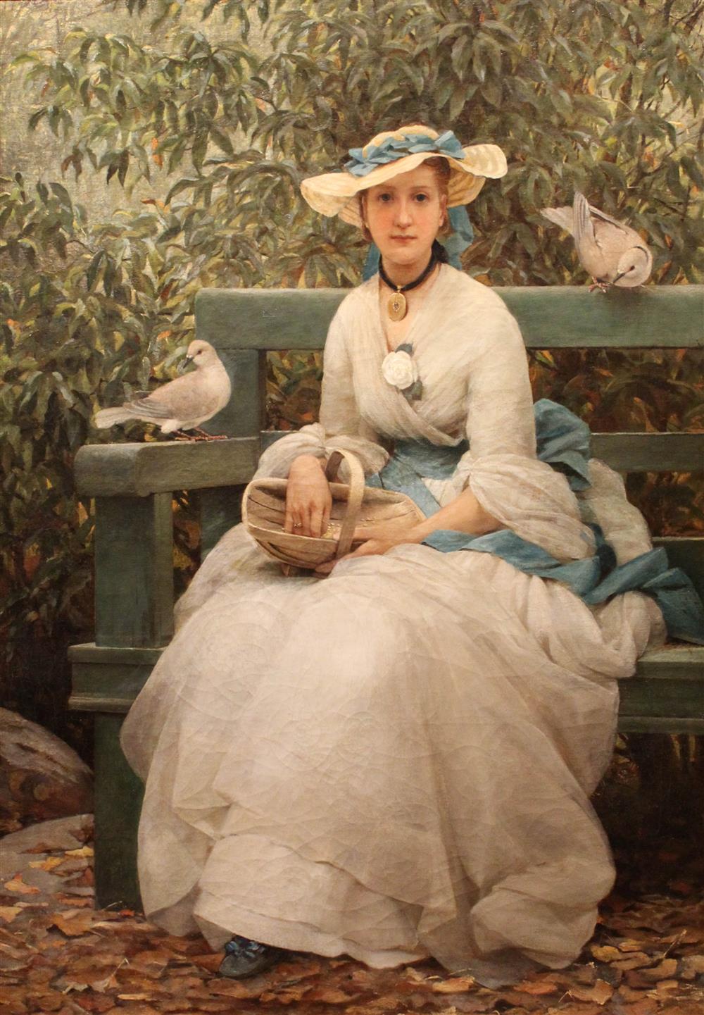 Appraisal: GEORGE DUNLOP LESLIE RA ENGLISH - FEEDING THE DOVES Oil