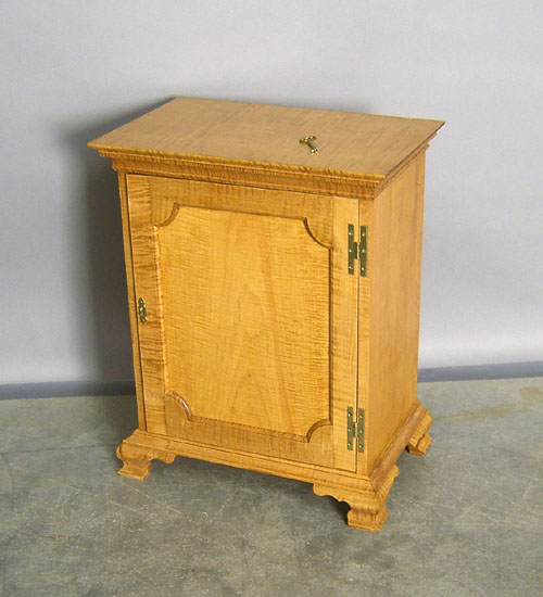 Appraisal: Chippendale style tiger maple spice chest h w