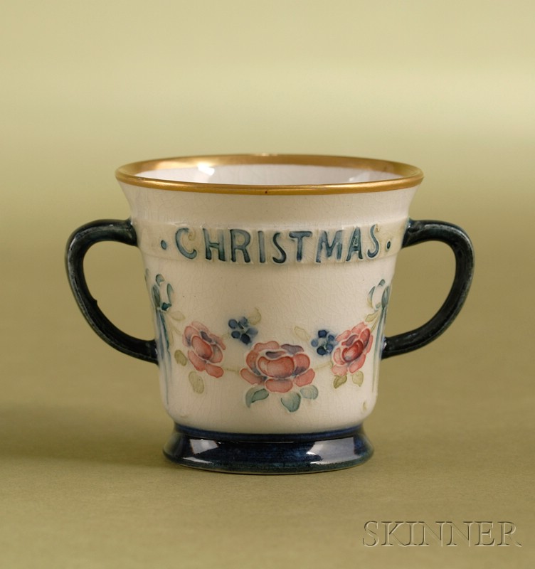 Appraisal: Moorcroft Two-handled Christmas Greetings Cup England early th century inscribed