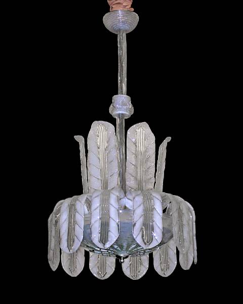 Appraisal: A Murano Pulegoso glass chandelier circa With domed ceiling cap