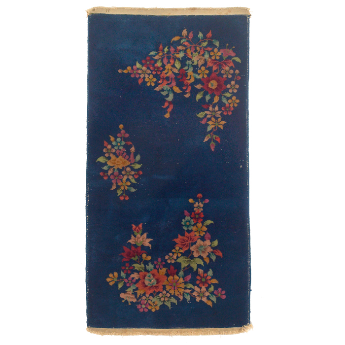 Appraisal: Art Deco Chinese mat c floral on a blue field