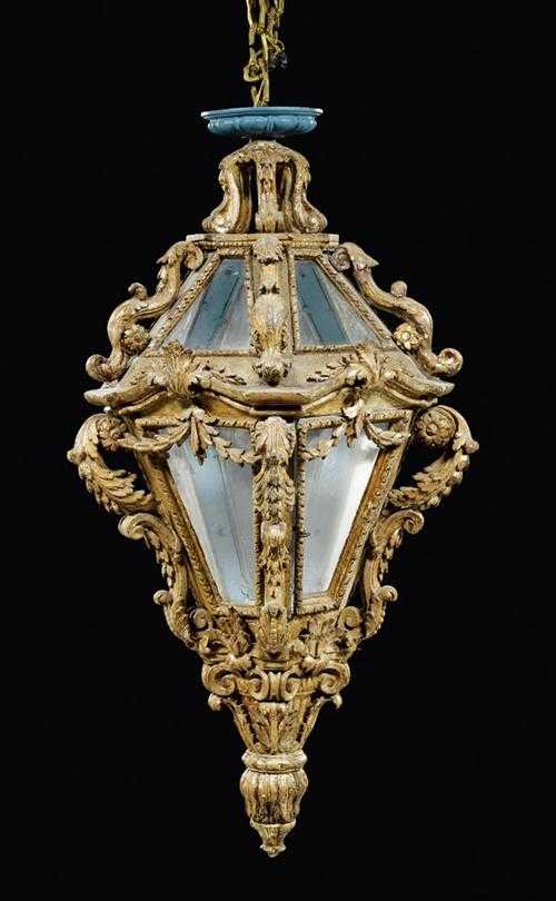 Appraisal: LANTERN Louis XV Venice circa Pierced and carved wood with