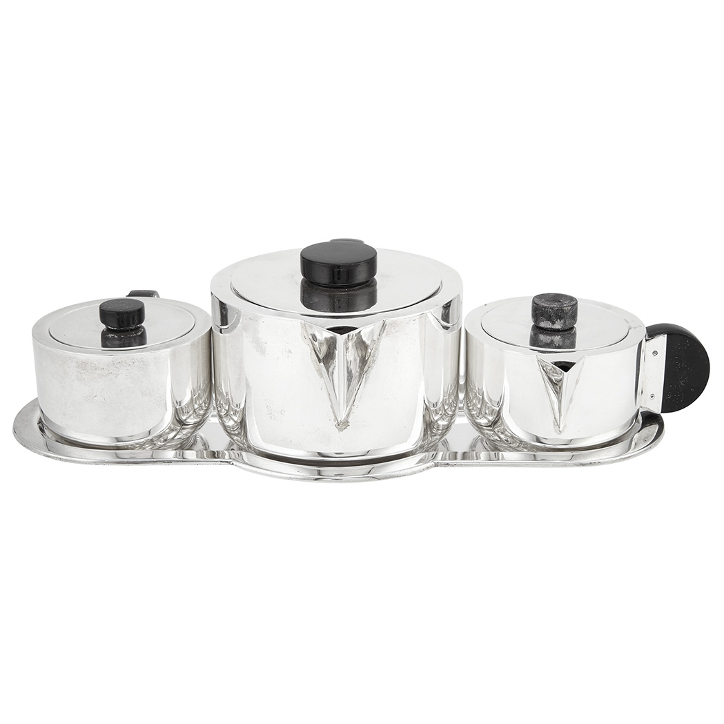 Appraisal: American Sterling Silver Art Moderne Dinette Tea Set Virginia Hamill