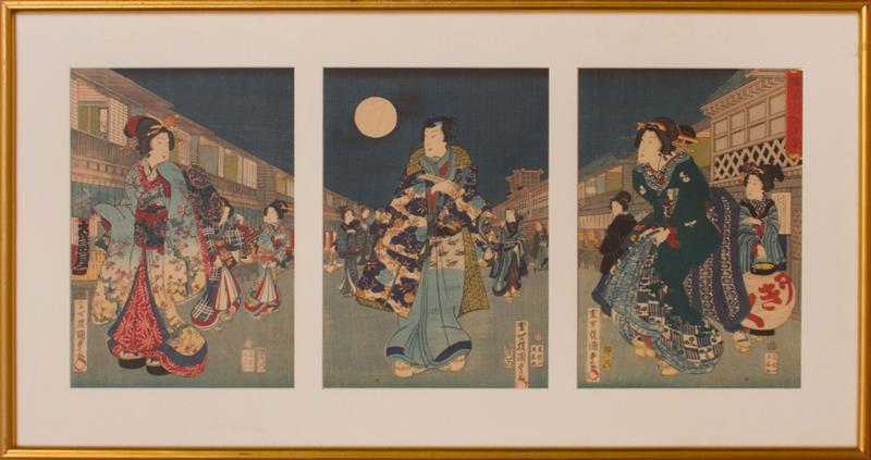 Appraisal: After Ando Hiroshige - Three Actors Wearing Masks Three woodblock