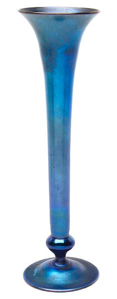 Appraisal: A Tiffany blue Favrile glass Trumpet vase circa inscribed K