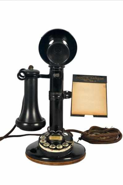 Appraisal: Western Electric Dial Candlestick Telephone Circa Black brass Cross out