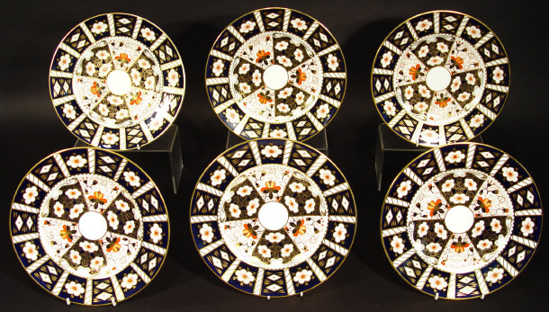 Appraisal: Six Royal Crown Derby china dinner plates each hand coloured