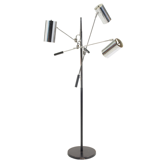 Appraisal: s floor lamp maker unknown three-arm form with three shades