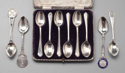 Appraisal: English silver golf spoons all handles with golf theme some