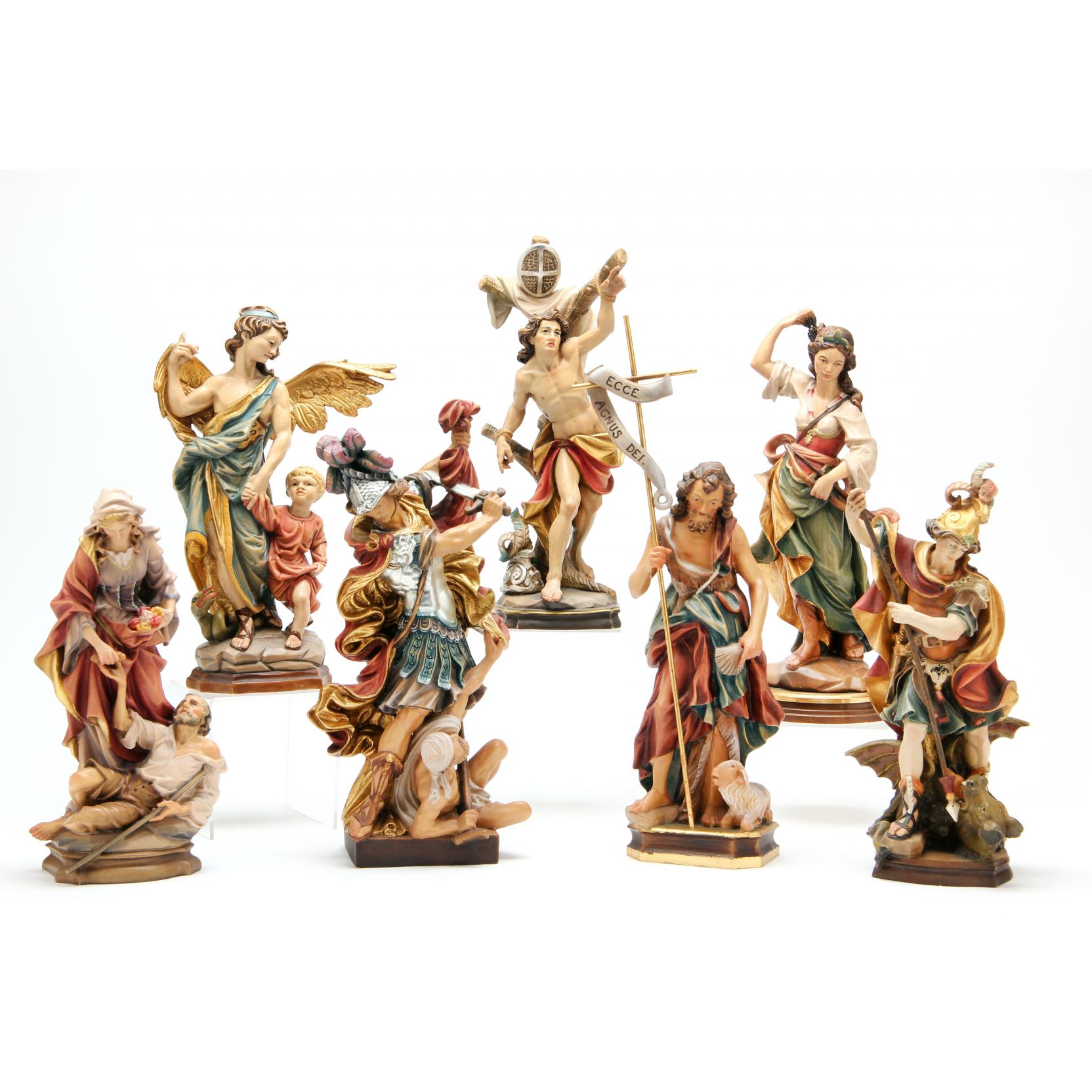 Appraisal: Seven Italian Carved Wood Religious Figurines contemporary from the shop