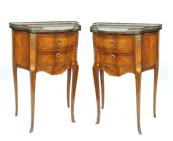 Appraisal: A pair of Louis XV XVI transitional style inlaid kingwood