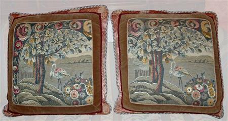 Appraisal: Pair of Needlework Upholstery Throw Pillows Estimate -