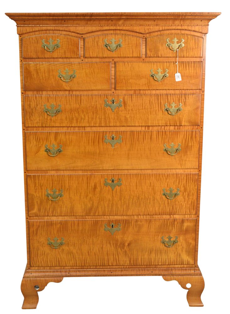 Appraisal: Irion Company Custom Made Chippendale Style Tiger Maple Tall Chest