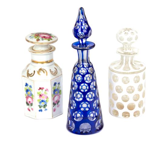 Appraisal: Sale Lot A Three Continental Perfume Bottles comprising a cobalt