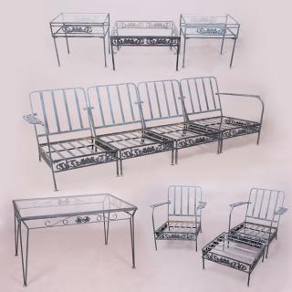 Appraisal: A Suite of Patinated Metal Outdoor Furniture in the Style