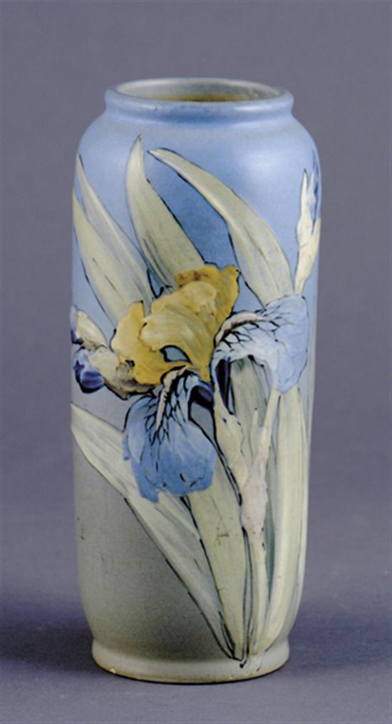 Appraisal: Weller Hudson vase Hester Pillsbury circa - bearded iris decorated