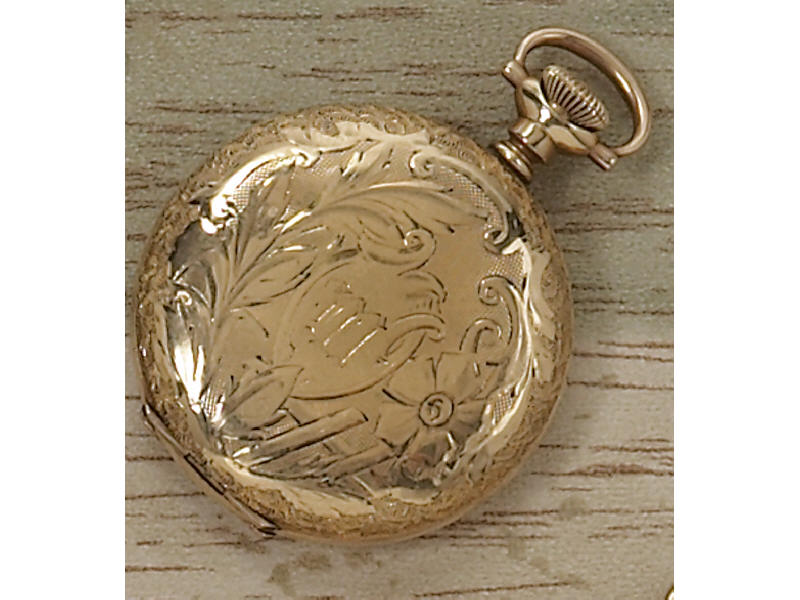 Appraisal: ANTIQUE HAMPDEN POCKET WATCH k yellow gold hunter's case watch