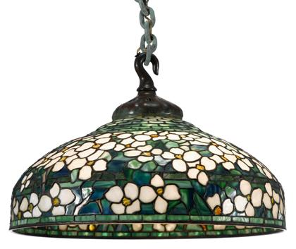 Appraisal: Impressive stained and leaded glass chandeliertiffany studios new york ny