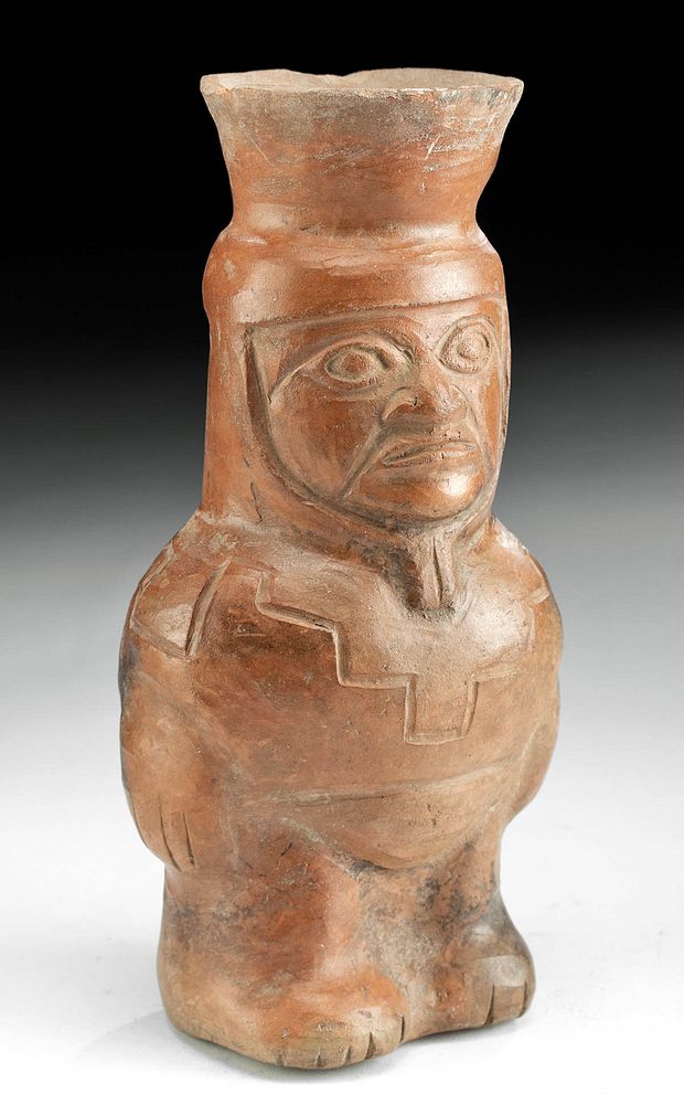 Appraisal: Moche Pottery Standing Figure Vessel Originally Listed At Pre-Columbian north