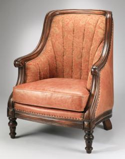 Appraisal: English style tub chair in paisley fabric and leather English