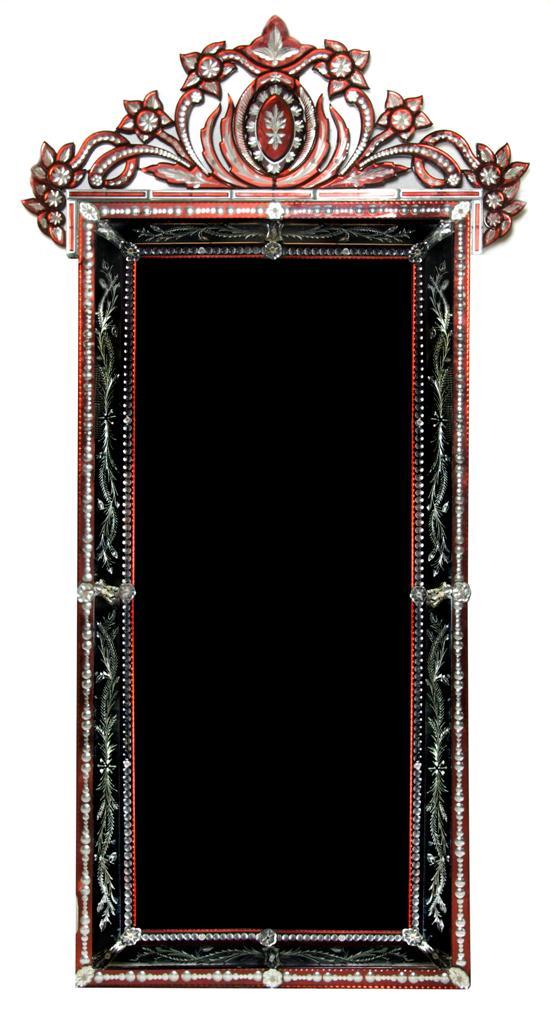 Appraisal: Venetian Style Ruby Cut to Clear and Etched Glass Pier