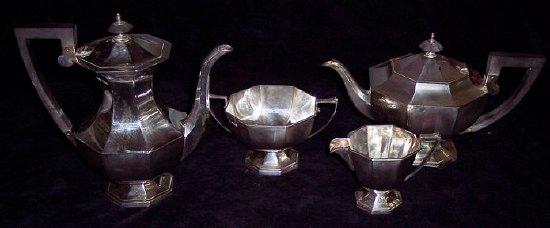 Appraisal: A tea and coffee service of octagonal form set on