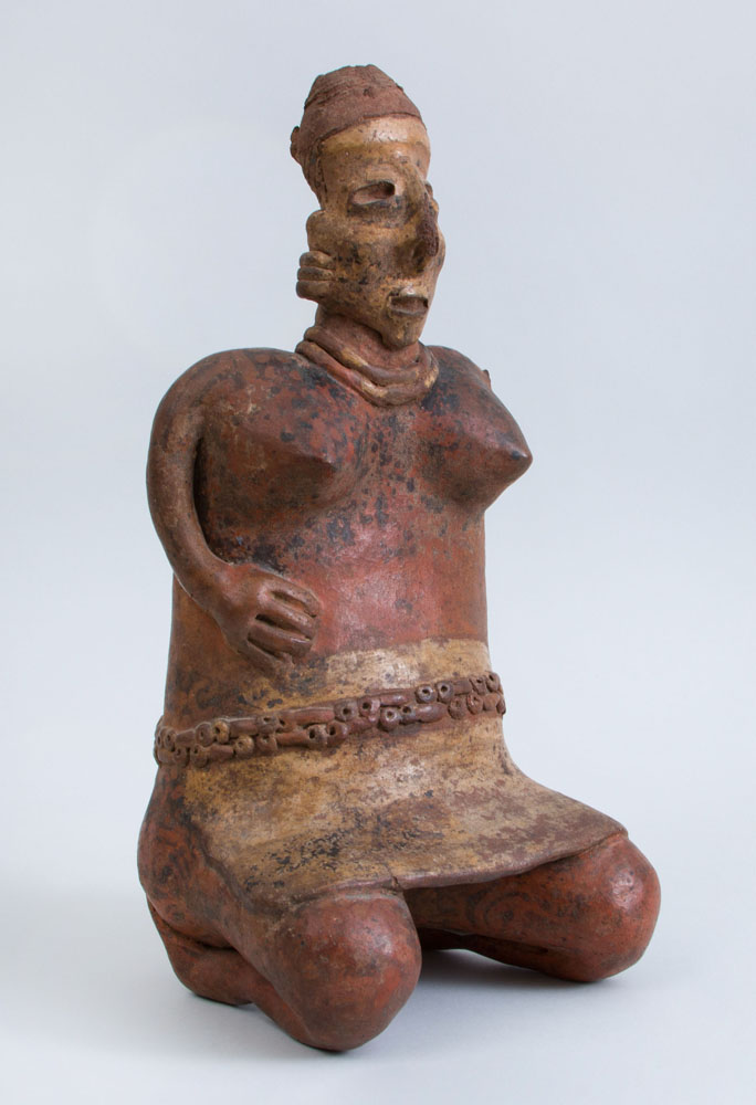 Appraisal: NAYARIT PROTOCLASSICAL PAINTED POTTERY KNEELING FEMALE FIGURE Left arm lacking