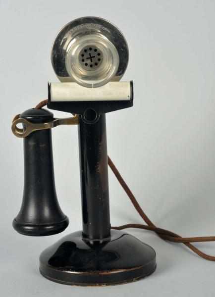 Appraisal: Connecticut Manual Candlestick Telephone Circa Nickel and black brass Early