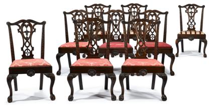 Appraisal: Nine Chippendale-style carved mahogany dining chairs america circa