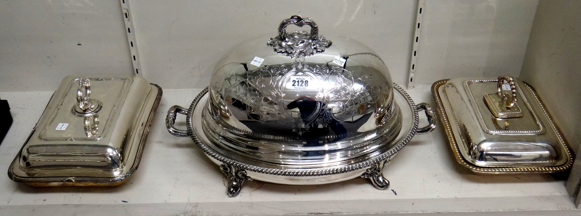 Appraisal: Plated wares comprising an oval twin handled hot water based