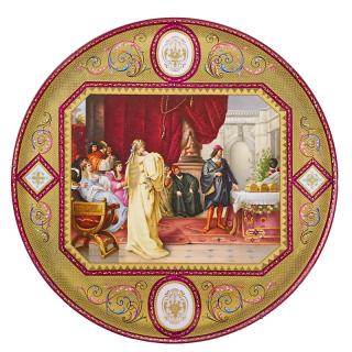 Appraisal: VIENNA PORCELAIN CHARGER Painted with a Renaissance court scene within