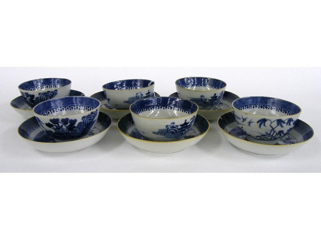 Appraisal: Set of six Diana Cargo blue and white bowls and