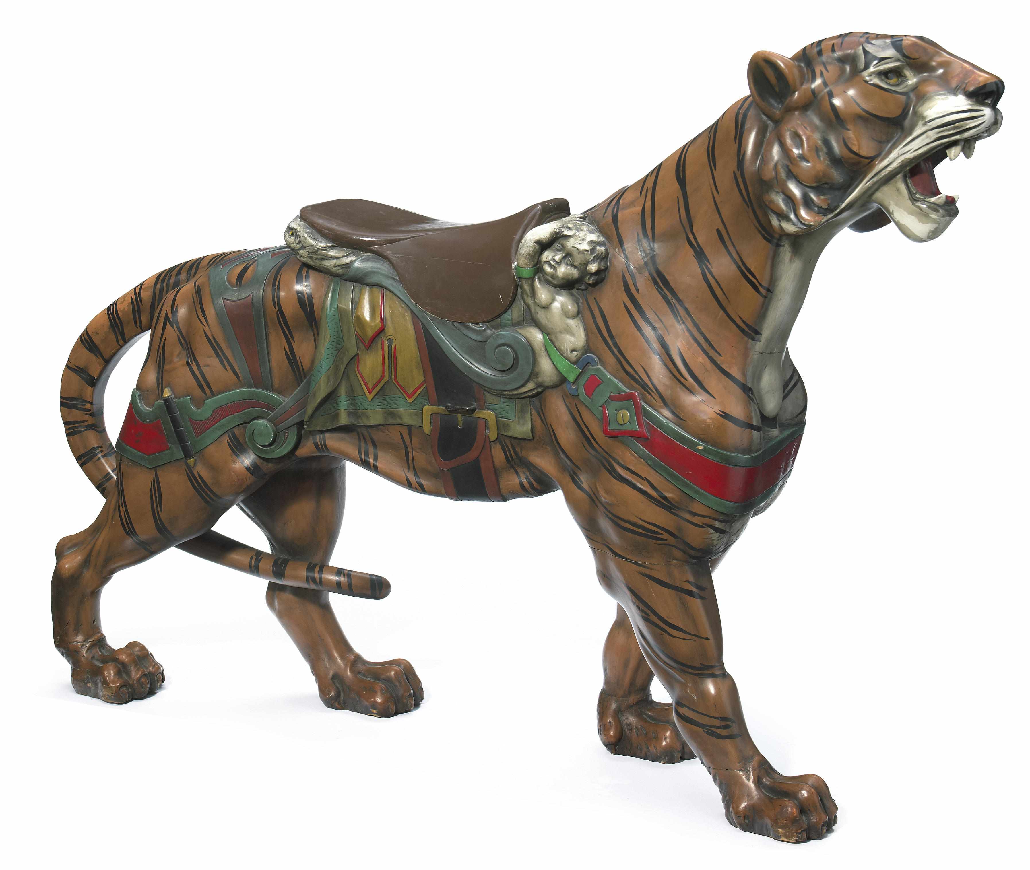 Appraisal: A Fine carved and painted carousel tiger Gustav Dentzel Philadelphia