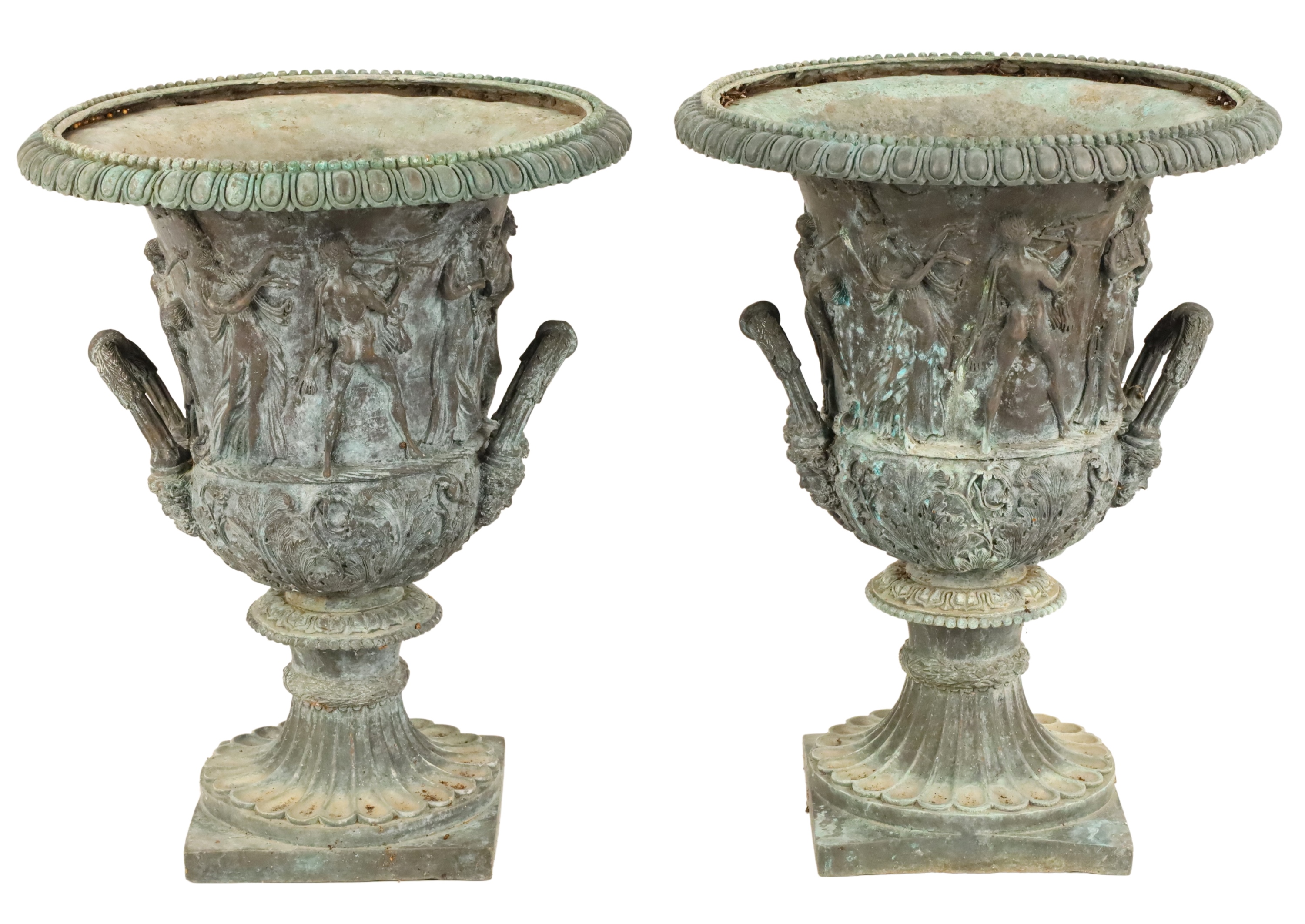 Appraisal: PR OF HANDSOME MEDICI FORMED BRONZE URNS Pair of handsome