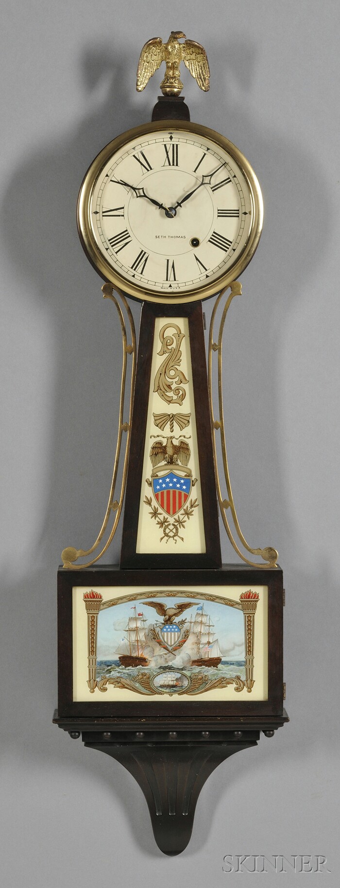 Appraisal: Seth Thomas Mahogany Banjo Clock No Thomaston Connecticut heavy brass