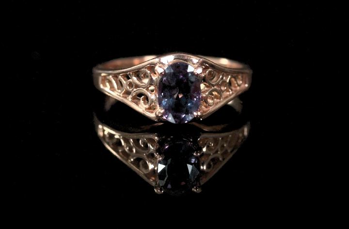 Appraisal: Fourteen-Karat Rose Gold and Alexandrite Victorian-Style Lady's Ring composed of