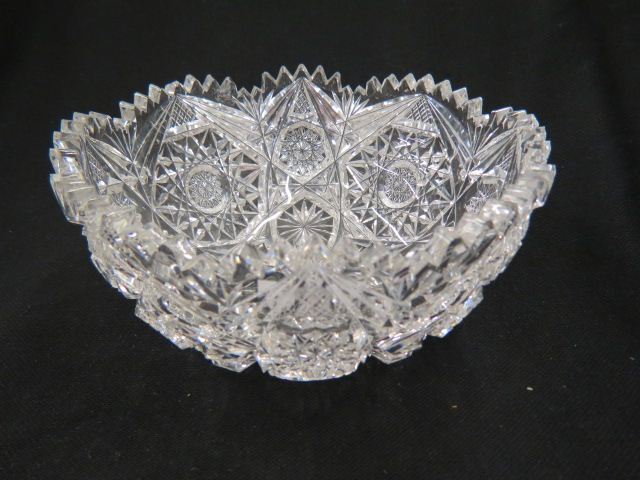 Appraisal: Libbey Cut Glass Bowl feathered star in center with starbursts