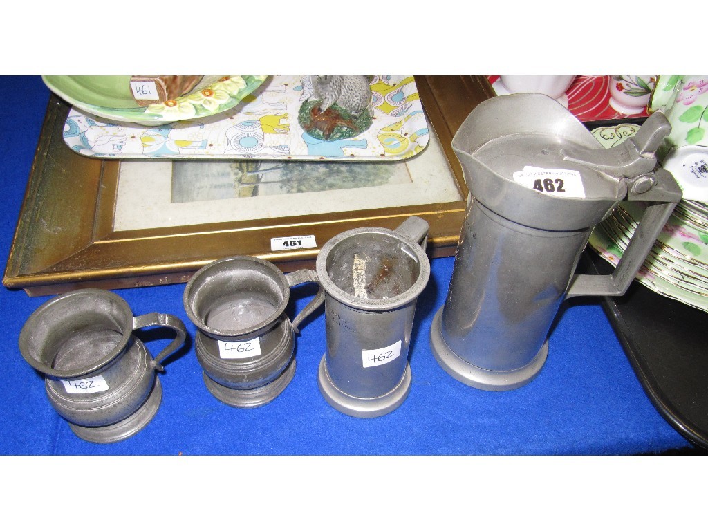 Appraisal: Lot comprising two French and two British pewter measures