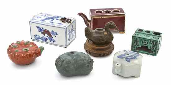 Appraisal: A Group of Seven Ceramic Water Droppers of various forms