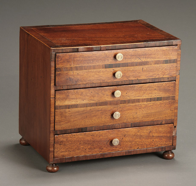 Appraisal: George III Style Rosewood Crossbanded Mahogany Table Chest of Drawers