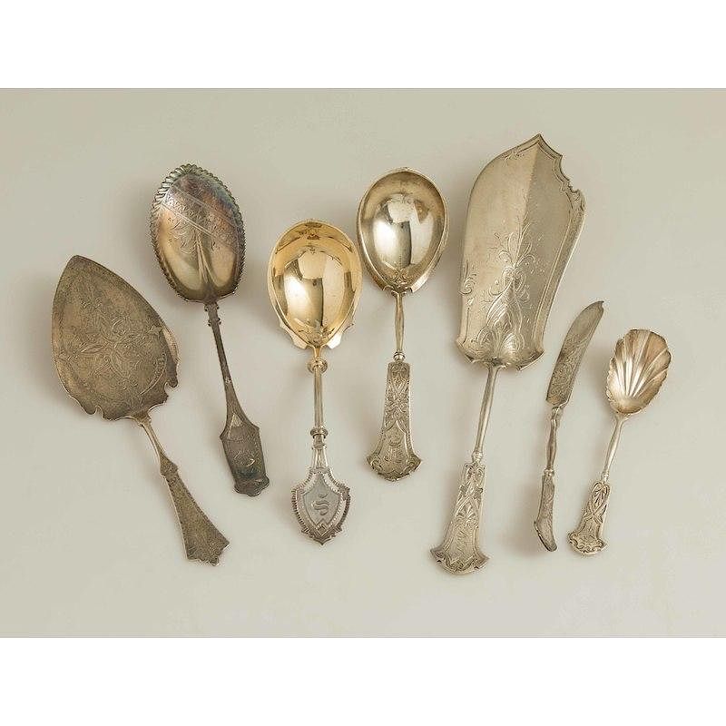 Appraisal: Vanderslice Silver Serving Pieces Seven silver serving pieces comprising a