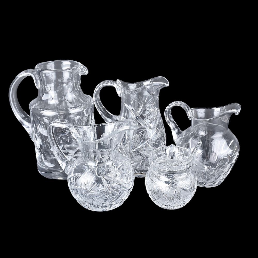 Appraisal: Vintage Crystal Tableware Grouping of Five Vintage Crystal Tableware Includes