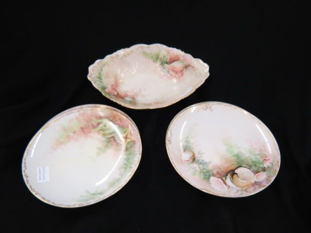 Appraisal: pcs Handpainted Seashell China artist signed L Maskell x oval