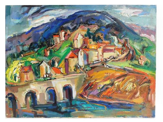 Appraisal: Marion Huse American - European Hill Town oil on canvas