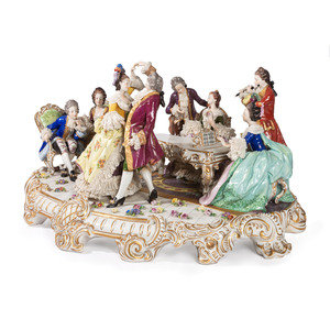 Appraisal: A Continental Porcelain Figural Group Height x length inches Property