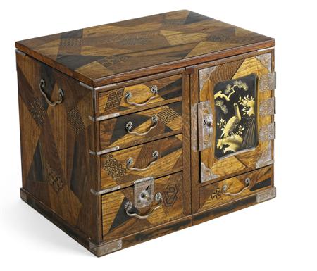 Appraisal: A Japanese specimen parquetry collector's cabinet Meiji period of rectangular