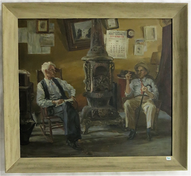 Appraisal: ROBERT NICOL OIL ON BOARD two men having a discussion