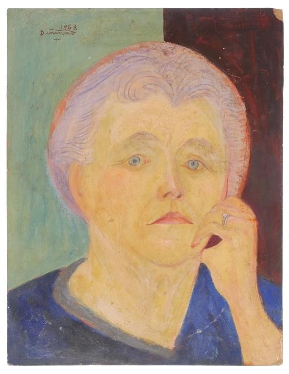 Appraisal: Oil on board modernist portrait of a woman the artist's